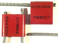 Goedgekeurde stalen kabelverzegeling met alfanumeriek identificatiekenmerk PANDUIT