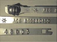 Goedgekeurde stalen bandverzegeling met alfanumeriek identificatiekenmerk ACS 810980459