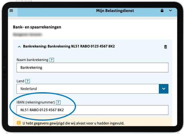 Uitleg vooraf ingevulde gegevens wijzigen, boven afbeelding toegelicht.