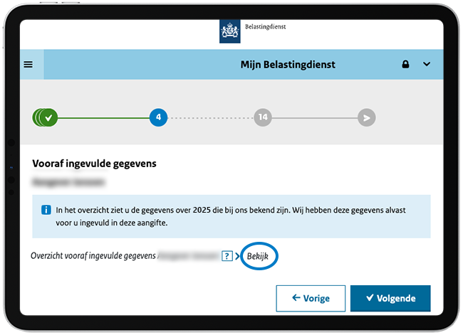 Uitleg vooraf ingevulde gegevens wijzigen, boven afbeelding toegelicht.