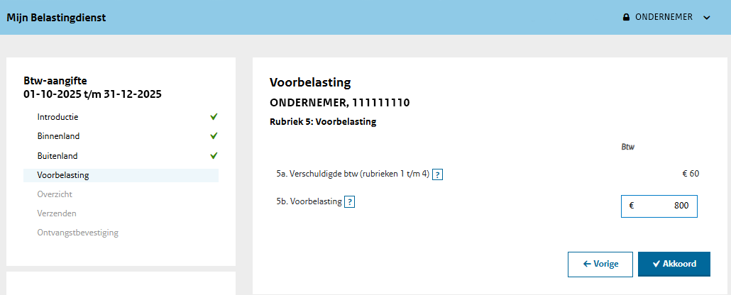 Schermafbeelding Voorbelasting Btw-aangifte Mijn Belastingdienst Zakelijk