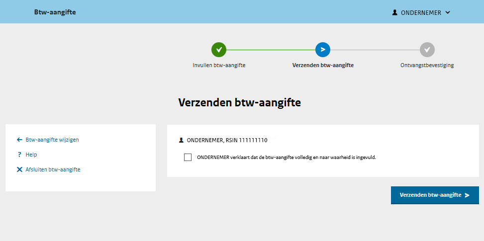Schermafbeelding Verzenden Btw-aangifte Mijn Belastingdienst Zakelijk