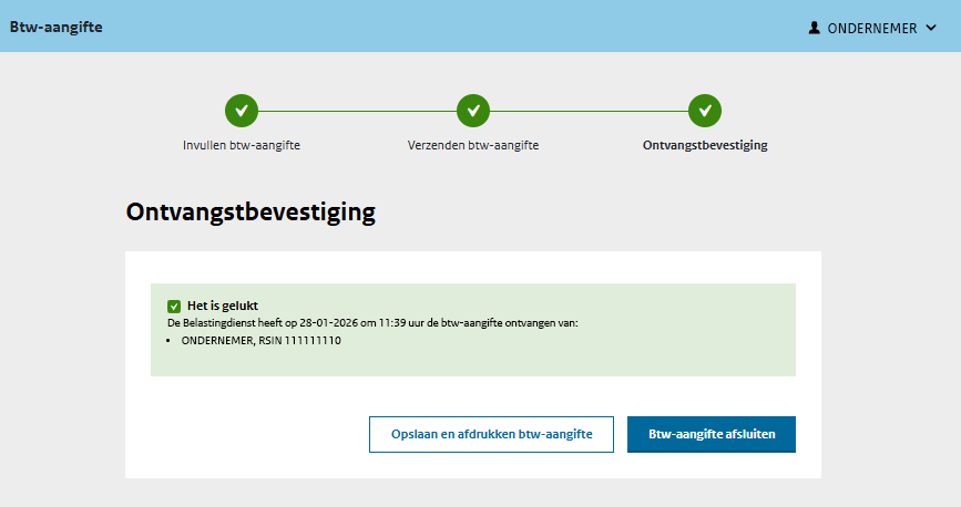 Schermafbeelding Ontvangstbevestiging Btw-aangifte Mijn Belastingdienst Zakelijk