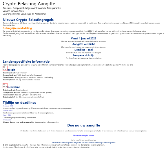 Afbeelding van de mail om aangifte van cryptovaluta te doen